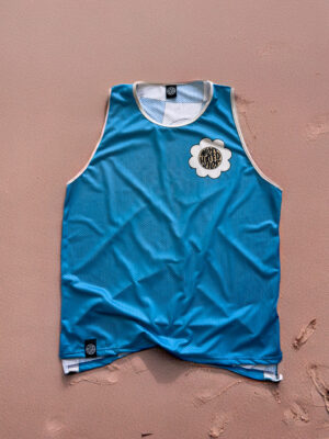 CHECKERED FLOWER BLUE TANK TOP