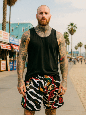 20250611_0148_Tattooed Man in Board Shorts_remix_01jxe0cef3eqx93nnm0pnbr314