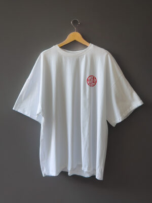 Love Your Haters Backprint White T-Shirt oversized heavyweight cotton front view with Most Hated Kids logo