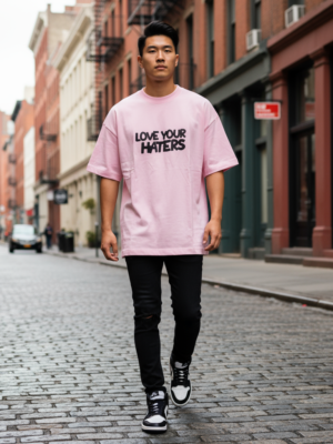 LOVE YOUR HATERS PINK BLACK T-SHIRT