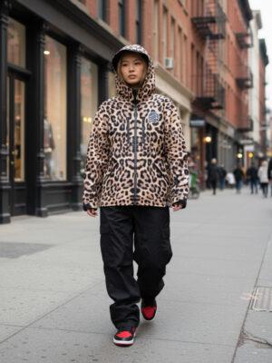 Black Leopard Print Jacket Asian Girl Soho NYC copy