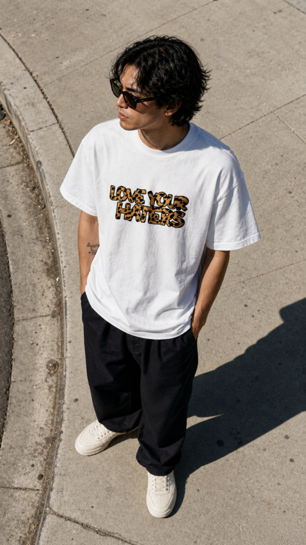 LOVE YOUR HATERS LEO WHITE T-SHIRT