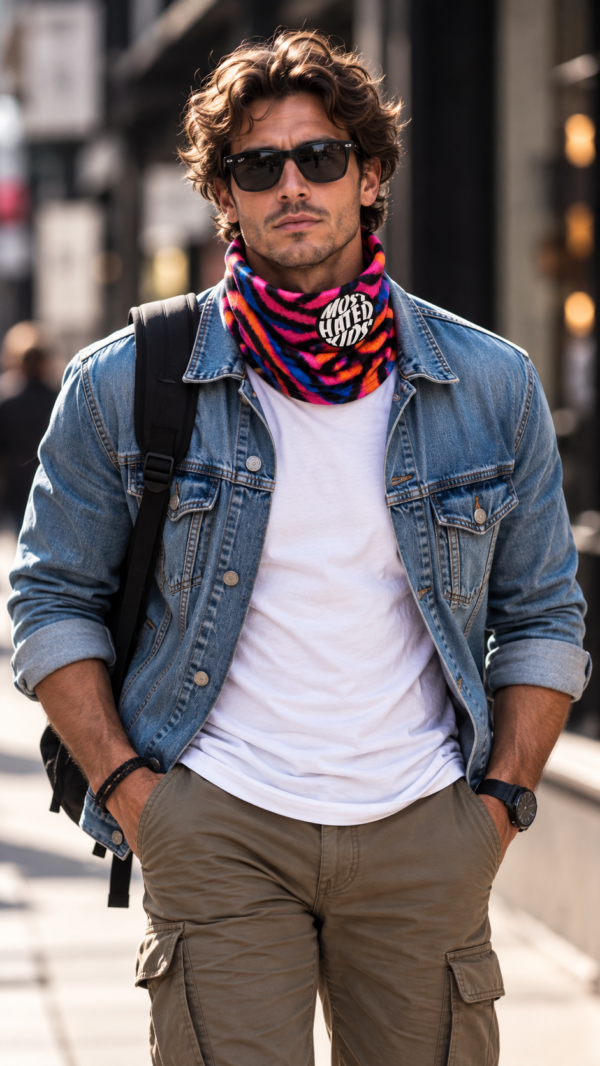 NEON TIGER STRIPE NECK WARMER
